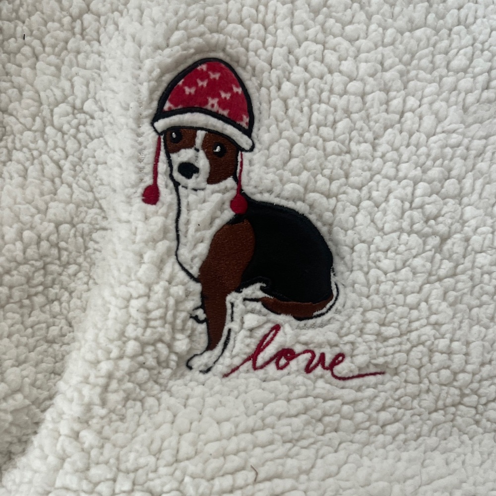 Women's Fleece White and Red Pajama Set - Picture 2 of 9